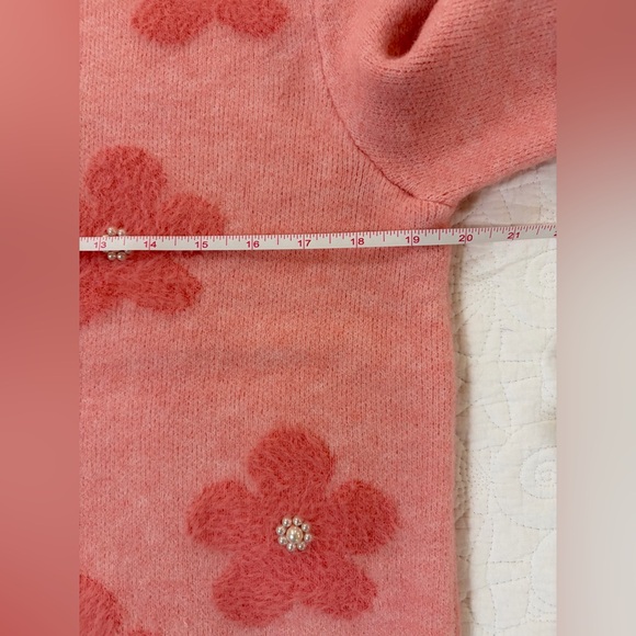 NWT SZ L Nanette Lepore Pink Crewneck Embellished Sweater - Picture 5 of 7